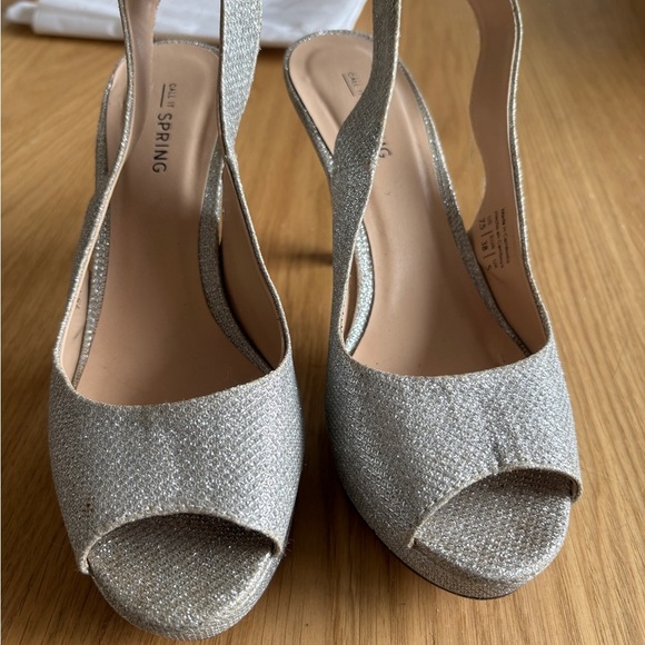 Call It Spring Silver Sling Back Heels Size 7.5 - Picture 1 of 5